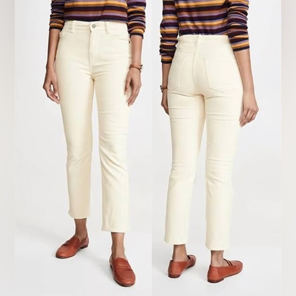 DL1961 Mara Straight Midrise Instasculpt Ankle Corduroy Pants Meringue Sz 30 - Picture 1 of 10